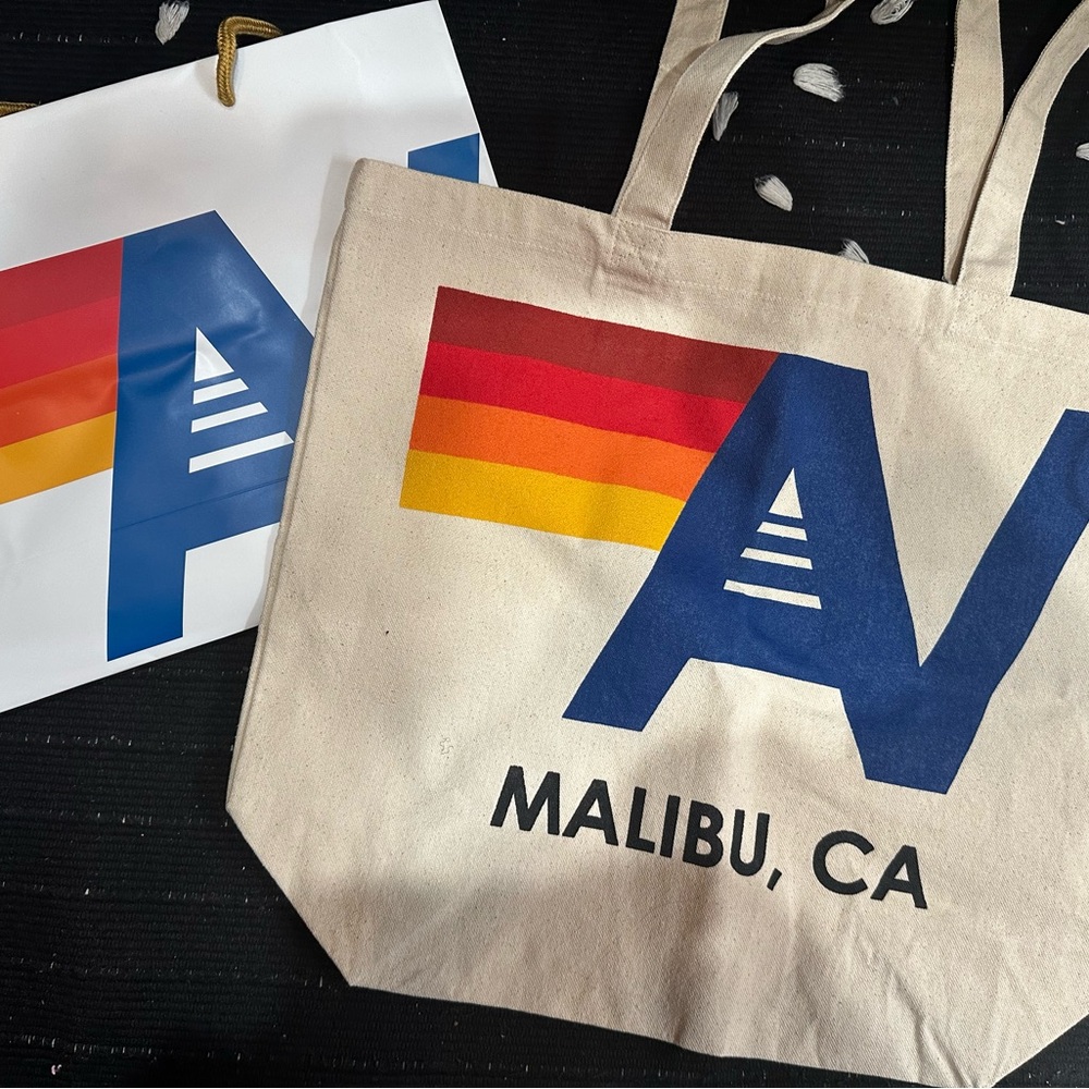 Aviator Nation Cream and Blue Tote Bag Malibu Style